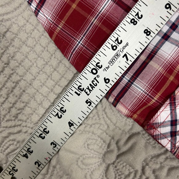 Wrangler Men's XL Wrancher Shirt Pearl Snap Red Plaid Cowboy Tiny Spot See Pics - Picture 7 of 12